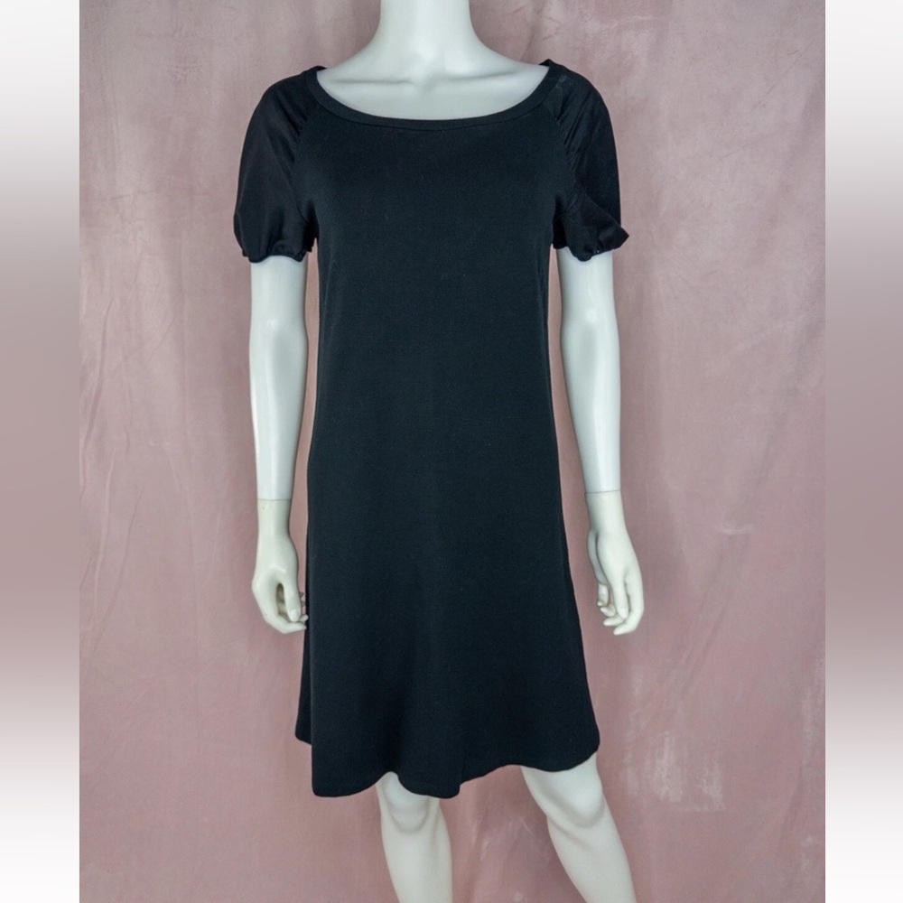 SportMax Womens Black T Shirt  Medium Dress Puff Sleeve Scoop Neck Max Mara